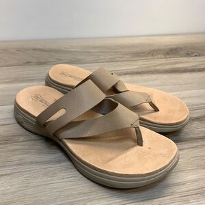 Skechers On The Go Luxe Womens Thong Sandal US Size 10 Brown Leather